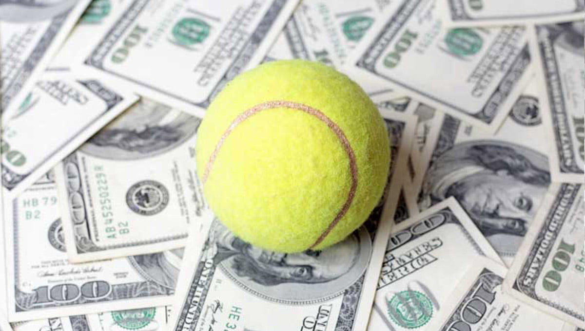 Tennis ball on Dollar bills